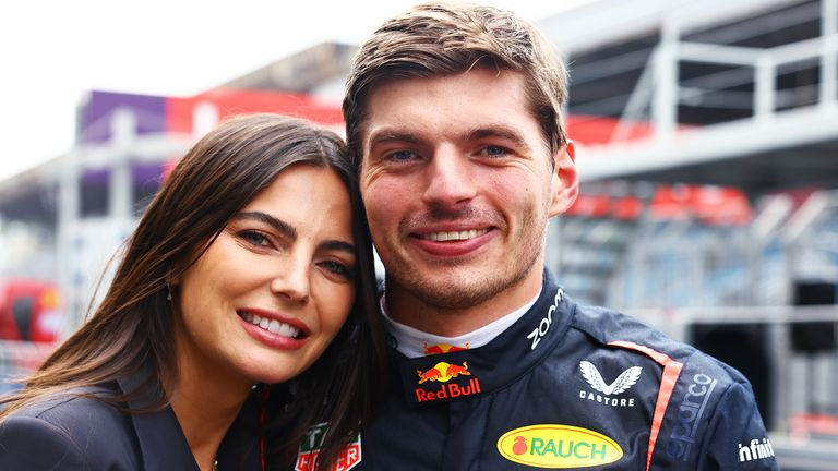 Max Verstappen with his wife whom they are expecting a child before the Miami Grand Prix 2025