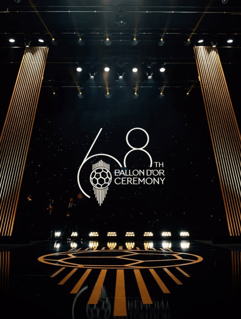 The Ballon d'Or 68th Ceremony 2024 podium