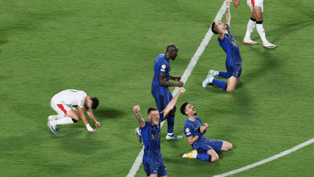 Al Hilal Players Celebrating After Beating Man City in the FIFA Club World Cup Round of 16